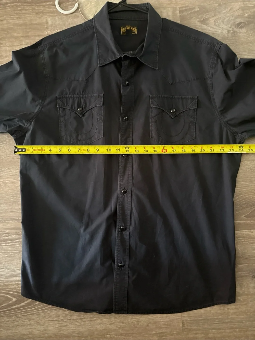 True Religion Black Men’s 2XL Pearl Snap Western Cotton Long Sleeve Shirt